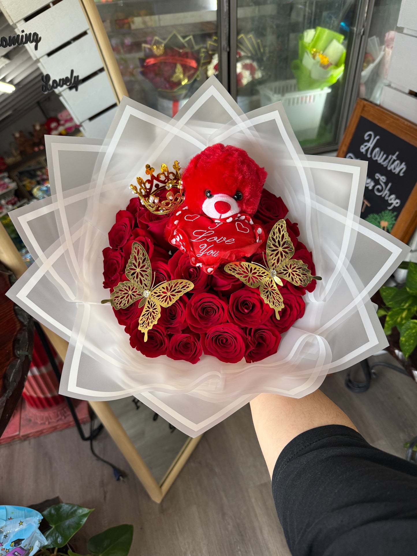 Teddy 24 red bouquet