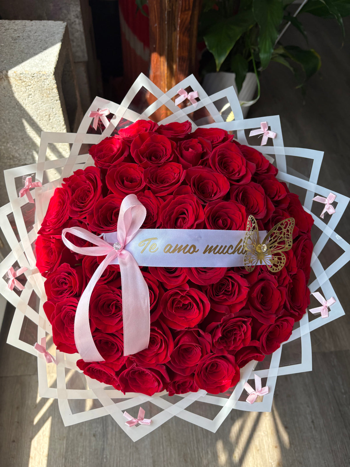 50 red coquette bouquet