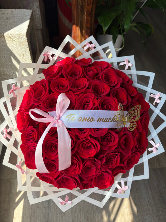 50 red coquette bouquet
