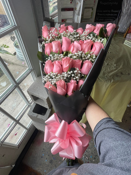24 pink flat bouquet