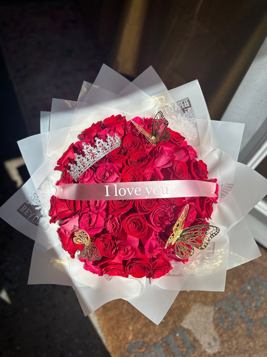 50 hot pink roses bouquet