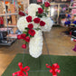 Funeral cross red roses