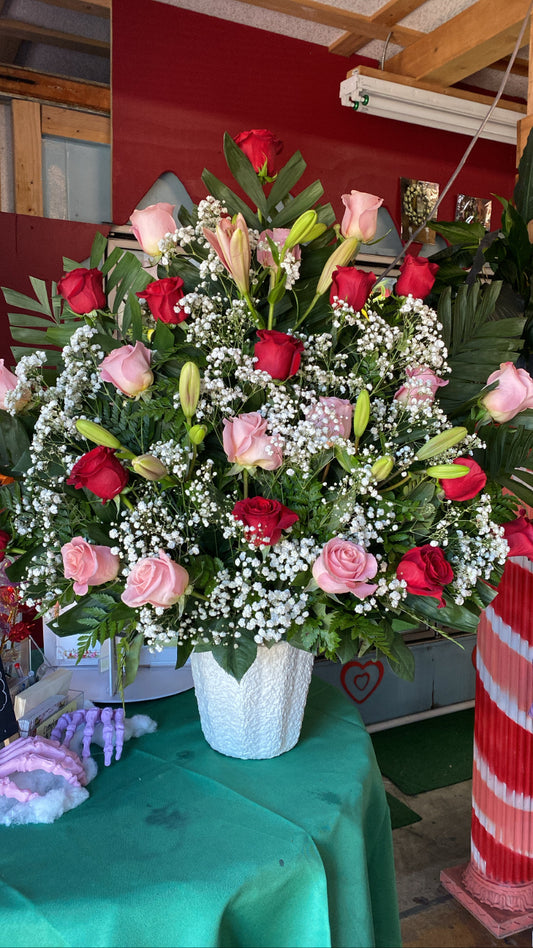 Pink and red arrangement